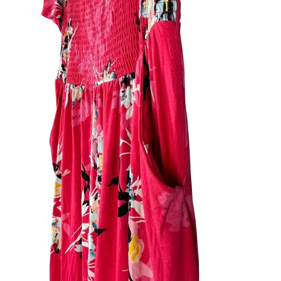 Torrid Super Soft Floral Smocked Midi Dress Pockets Rayon Spandex Size 1 - Picture 4 of 14